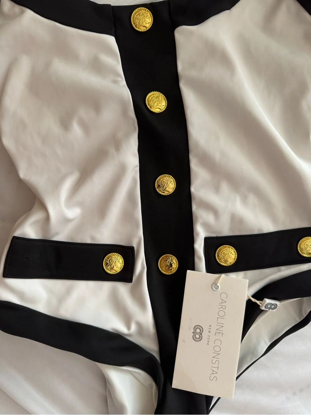 Caroline Constas Sailor Black and White One-Piece Swimsuit XS